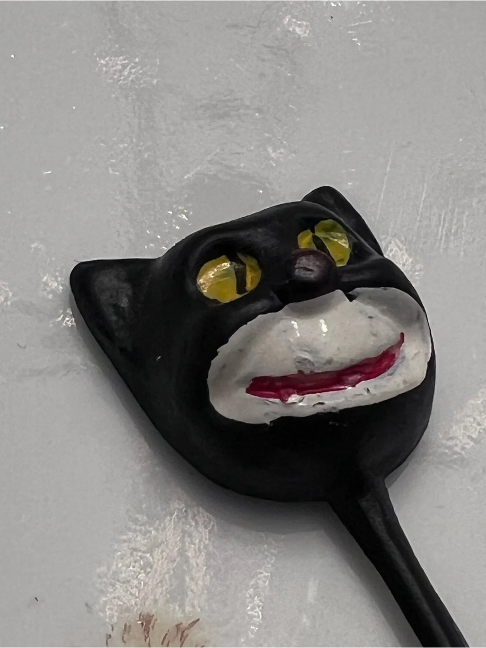 Vintage Halloween Black Spooky Cat Cupcake Cake Topper Pick 1950's Decoration
